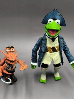 Palisades Muppet Action Figure Kermit as Captain Abraham Smollet w Polly Lobster